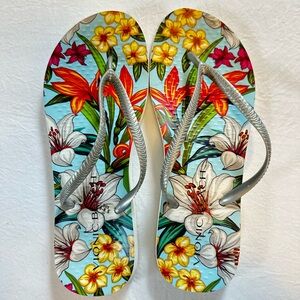 Vionic Beach Noosa Women's Floral Flip Flops Multicolor Arch Support Size 8